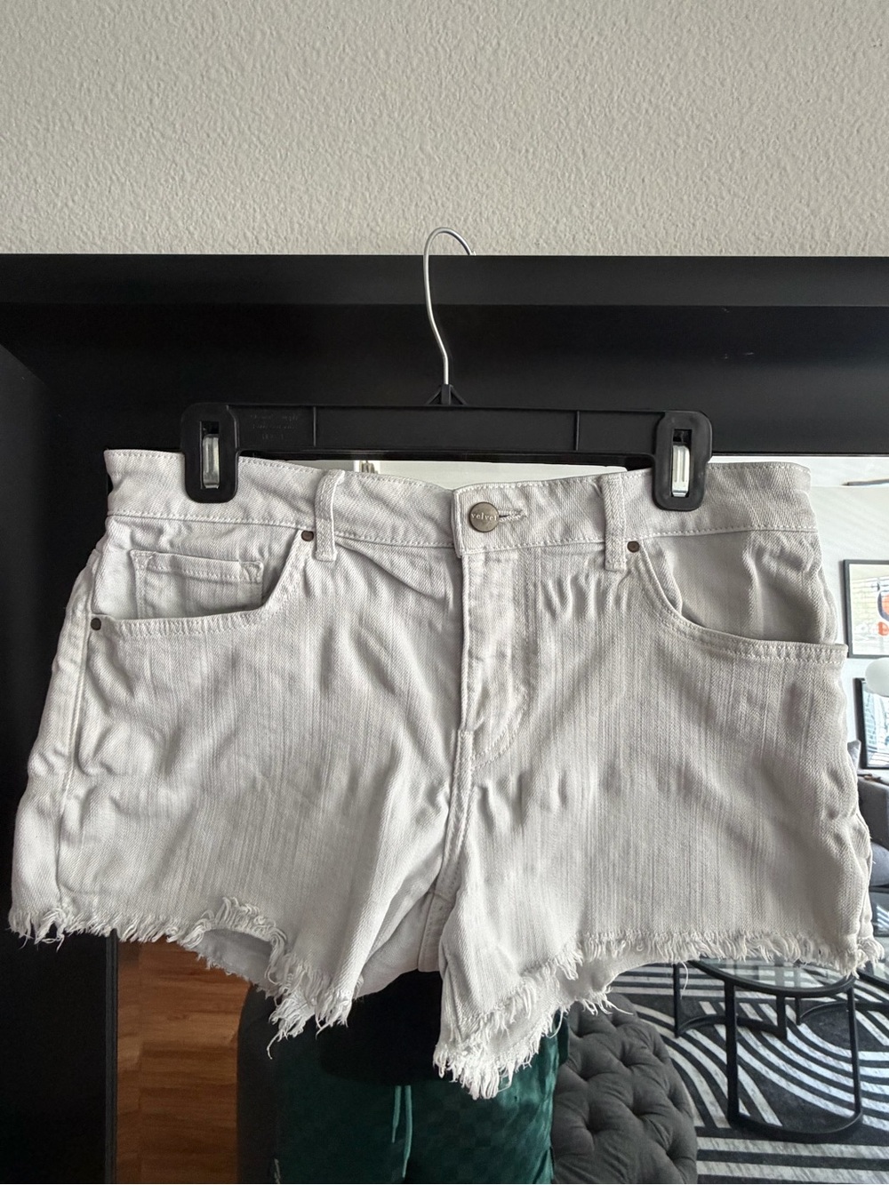 White Frayed Hem Denim Shorts